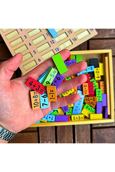 miraza 3 in 1 Math Board Addition and Subtraction, Educational Clock, Wooden Box, 19x23.5 cm