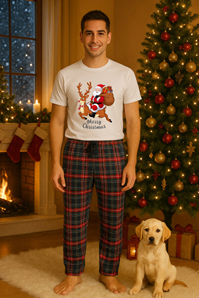 MVRDAR Set pijamale barbati bumbac Colectia Grinch Christmas, sarbatori de Cr...
