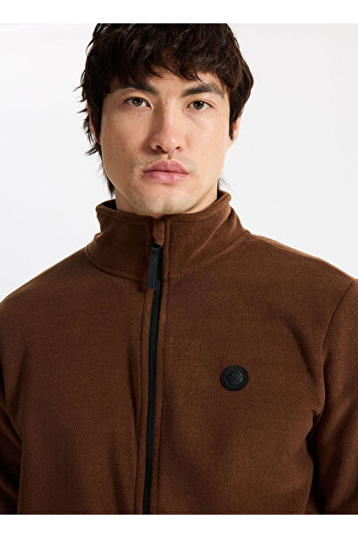 Discovery Expedition D5WM-SWT3301 Kahverengi Dik Yaka Basic Erkek Polar Sweatshırt