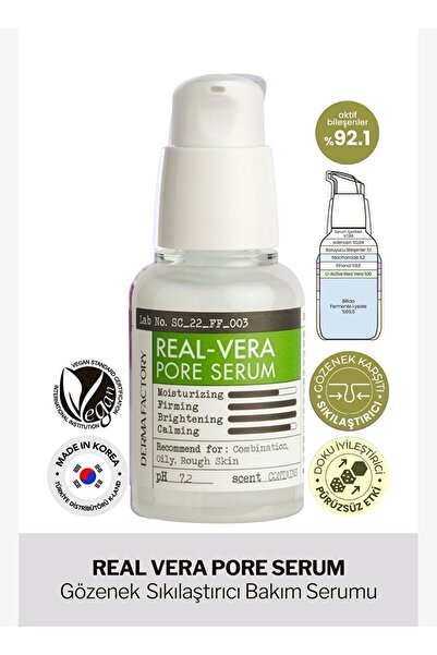 DERMA FACTORY Gözenek Sıkılaştırıcı Bakım Serumu Real Vera Pore Serum 30ml