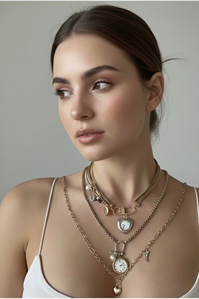 maison bucat Vintage Time Charm Katmanlı Kolye