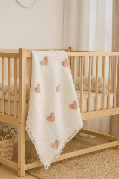 By Sirin Yıldız بطانية قلب من الموسلين بأربع طبقات من AmoreStudio