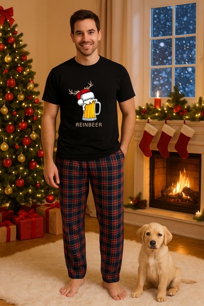 MVRDAR Set pijamale barbati bumbac Colectia Grinch Christmas, sarbatori de Cr...