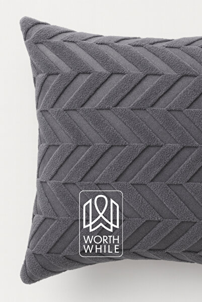 Worth While WorthWhile Mi̇ora Plush Cushion Cover – Anthracite Color (43X43 • 50X50 • 30X50 • 40X60 Size Options Available) – 1 Piece