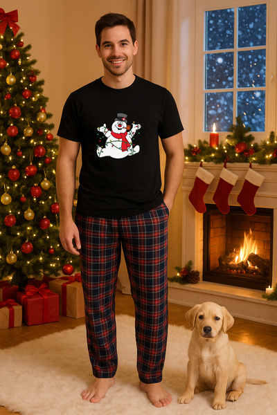 MVRDAR Set pijamale barbati bumbac Colectia Grinch Christmas, sarbatori de Cr...