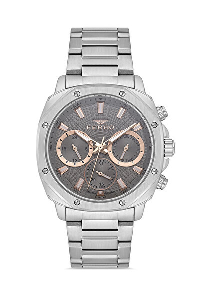 FERRO Silver Steel Cord Men's Wristwatch Fm11652A-A4 Functions Active 3 Atm Water Resistant