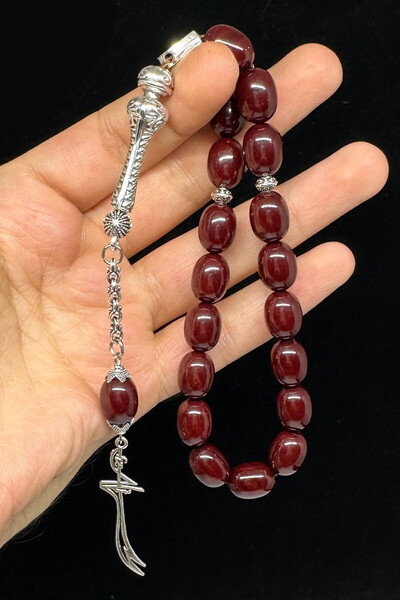 Fabula Silver Maskot Model Sıkma Kehribar Tesbih Zülfikar Erkek Hediye Tesbih