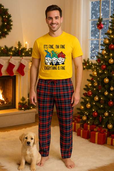 MVRDAR Set pijamale barbati bumbac Colectia Grinch Christmas, sarbatori de Cr...