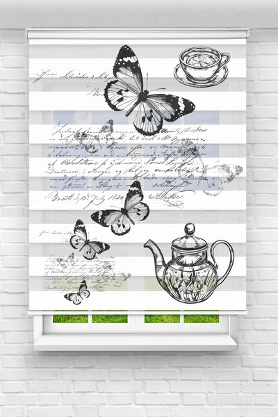 Perdecizade (ENXBOY)SİYAH KELEBEK DİJİTAL BASKILI ZEBRA PERDE-COCUK ODASI-STO...