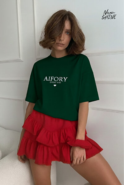 New Shine تي شيرت Aifory Every Day مطبوع قصة فضفاضة