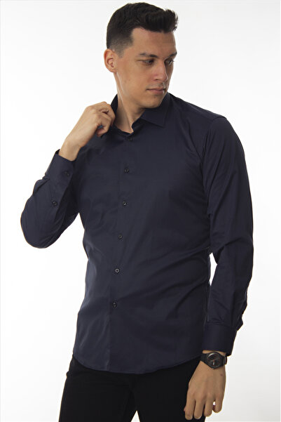 DAŞ ÜNİFORMA Slim Fit Cut Long Sleeve Stretch Fabric Classic Men's Shirt