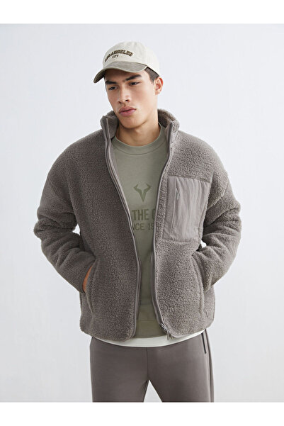 LC Waikiki Güli̇s Gi̇yi̇m Large Size Beige Vertical Mock Neck Lüş Men's Zippe...