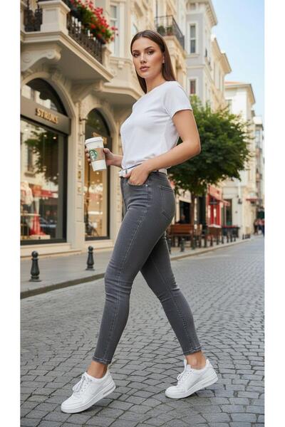 geenz manifacture Women's Blue Gray Ngbutika Full Stretch Fabric High Waist Skinny Jean Trousers (Recovery)