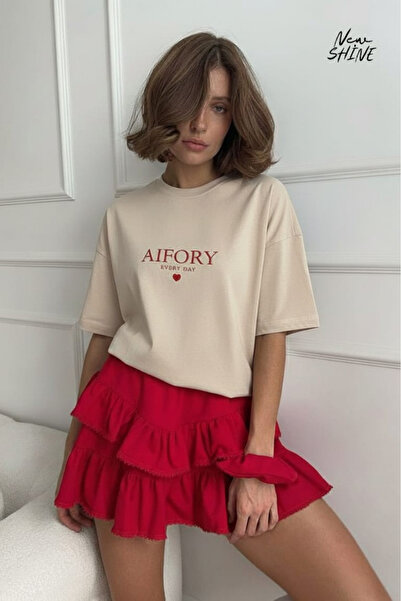 New Shine تي شيرت Aifory Every Day مطبوع قصة فضفاضة