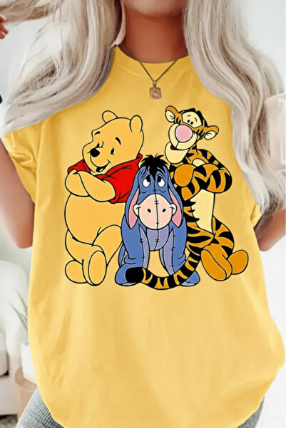 New Shine تي شيرت ويني بوه مطبوع قصة فضفاضة