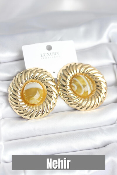 Nehir أقراط نسائية عتيقة مرصعة بالخرز الأصفر بلون الذهب النحاسي لعيد الحب وال...