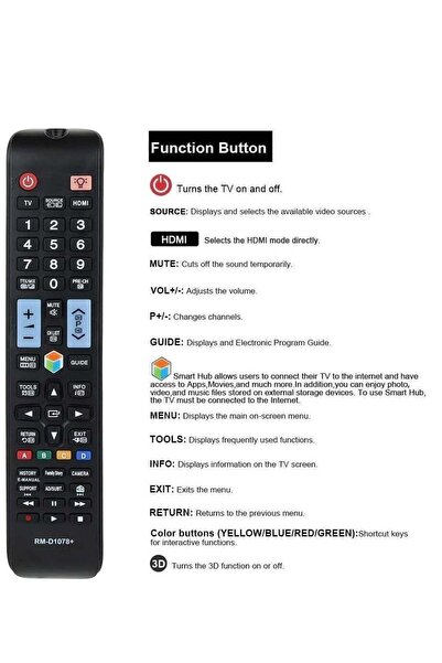 Generic جهاز تحكم عن بعد عالمي RM-D1078+ لأجهزة تلفزيون سامسونج الذكية عالية الدقة LED/LCD