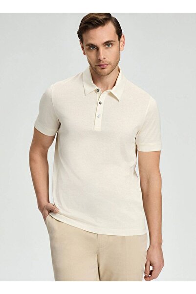 Hemington Merserize Pamuk Krem Rengi Polo Yaka T-Shirt