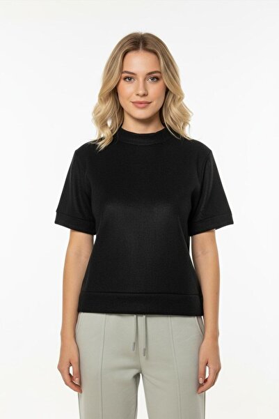 Beyaz Kalın Tok Kumaş Bisiklet Yaka Kısa Kol Regular Örme T-shirt