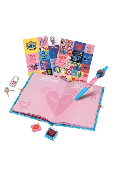 OEM Set de caiete Lilo & Stitch pentru copii cu lacăt metalic, pix, radieră și stickere – design colorat