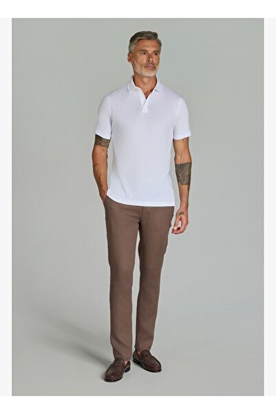Bisse Polo Yaka Beyaz Doğal Pamuk Erkek Tshirt TS25Y25103_D01