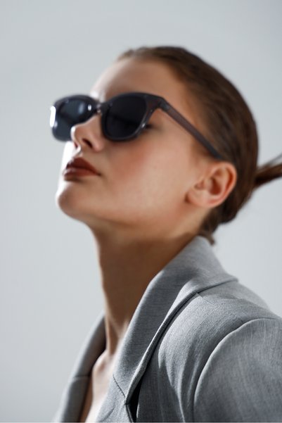 miii Smoked Thick Framed Modern & Retro Unisex Glasses