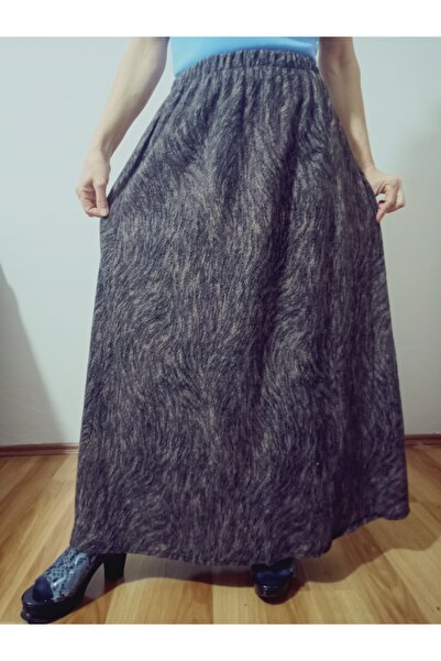 hoaryage Winter Elastic Waist Combed Cotton Fabric Maxi Length Mother Skirt, Prayer Skirt Available in Sizes