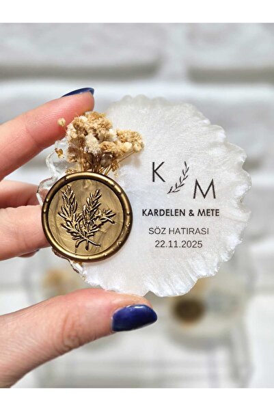 ASPİRİZM MÜHÜR VE ÇİÇEK SÜSLEMELİ GOLD EPOKSİ MAGNET (20 ADET) DÜĞÜN-NİKAH-Nİ...