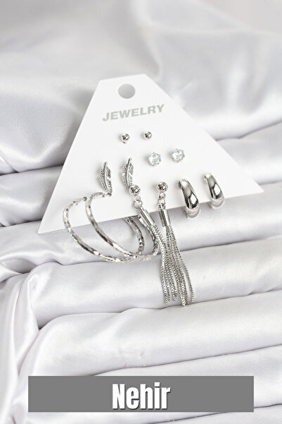 Nehir طقم أقراط نسائية من النحاس الفضي مكون من 6 أزواج هدية عيد الحب للأمهات ...