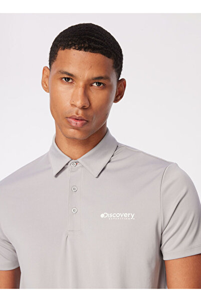 Discovery Expedition Gri Erkek Polo Yaka Basic Polo T-Shirt D4SM-TST3242