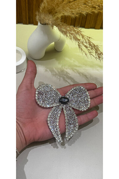 Pratik aksesuar Cam Kristal Gümüş Işıltı Ütüyle Yapışan Aksesuar kurdale maksimum ışıltı 2 Adet 10x10cm