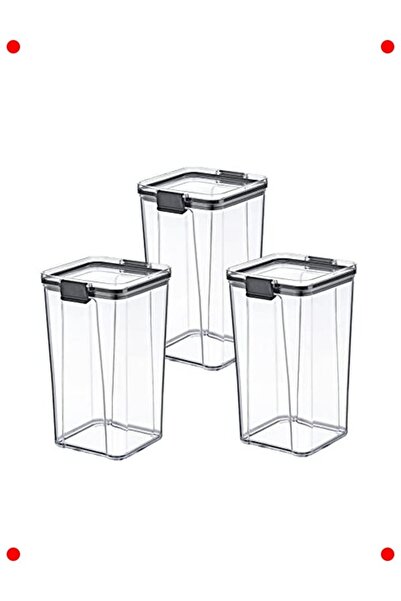 markentegra 3 Pieces of Interlocking Square Acrylic Storage Containers 1300ml
