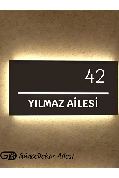 GünceDekor LED Işıklı Kişiye Özel Kapı Numarası – Modern Tasarım
