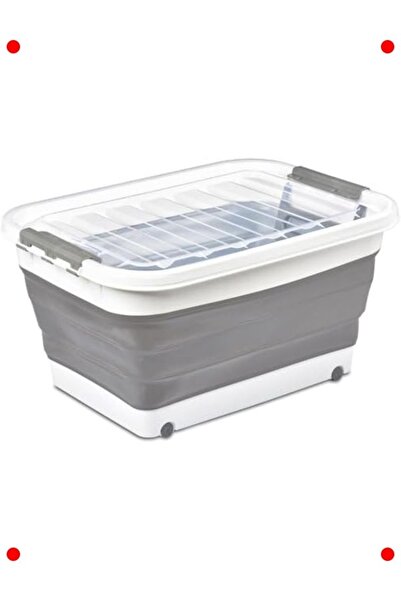 ulupazarlama Wheeled Folding Transparent Storage and Organizer Box