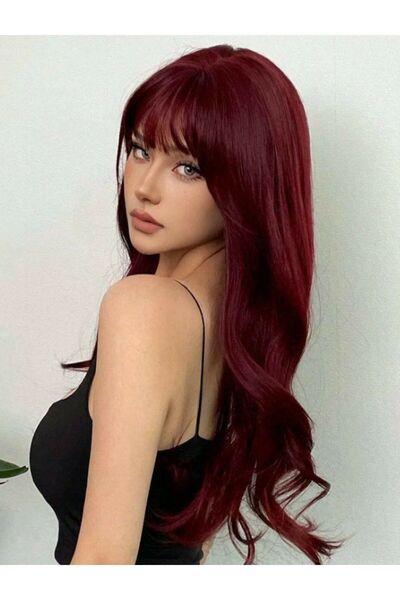 Trendpostiş Kızıl Yarımay Dalgalı Çıtçıtlı Saç Postiş 60 Cm 120 gr Isıya Daya...