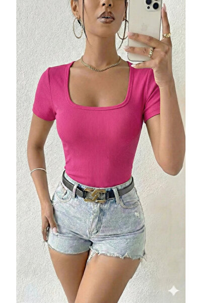 MaxiMor TRIOC DE DAMĂ CU GÂRĂ ÎN U din material elastic CU MÂNĂ SCURTĂ