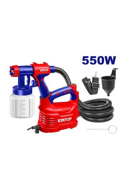 EMTOP Paint Gun ESGN50001, 550W, 800 ml, Flow Rate 850 ml/min, Accessories Included