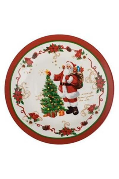 Real Life Magia Craciunului White Porcelain Christmas Plate with Snowman & Fir Tree Pattern – Dessert Plate Ø15.5 cm