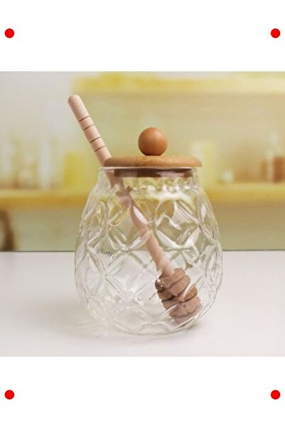 markentegra Glass Honey Jar with Bamboo Lid and Spoon 350ml