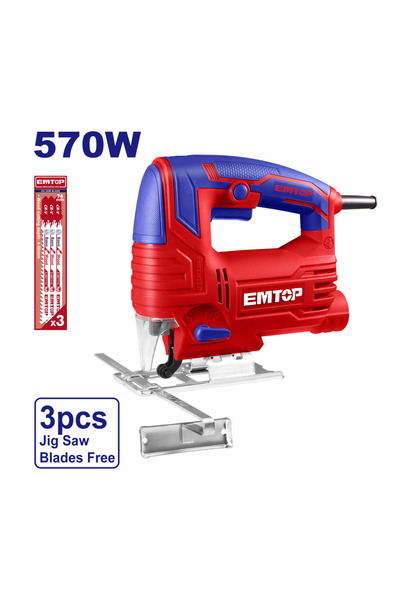 EMTOP Electric Reciprocating Saw 570 W, 4 Speeds, 3 Saw Blades