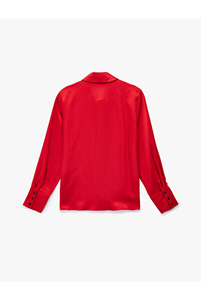 Koton Cămașă din satin cu mânecă lungă și guler clasic, cu croială normală