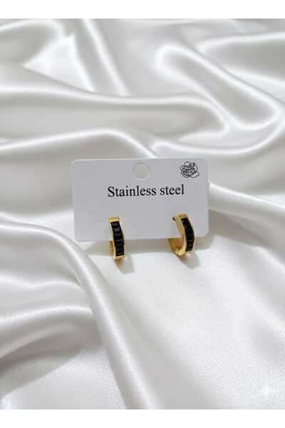 Mİ MİND Black stone steel earrings