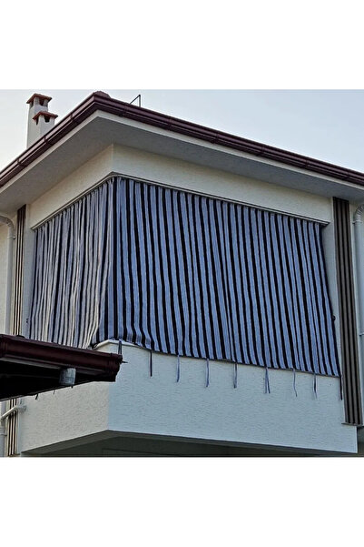 MRC Tekstil Antrasit Gri Su Geçirmez Kornişli Bağcıklı Balkon Perdesi Güneşli...