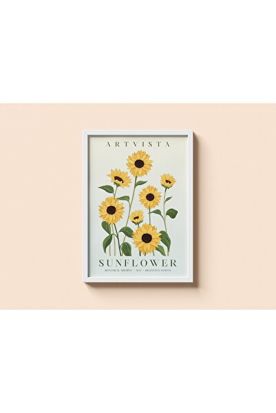 ArtVista Poster Sunflower Poster – Ay Çiçeği Poster, Ahşap & Lamine Çerçeveli...