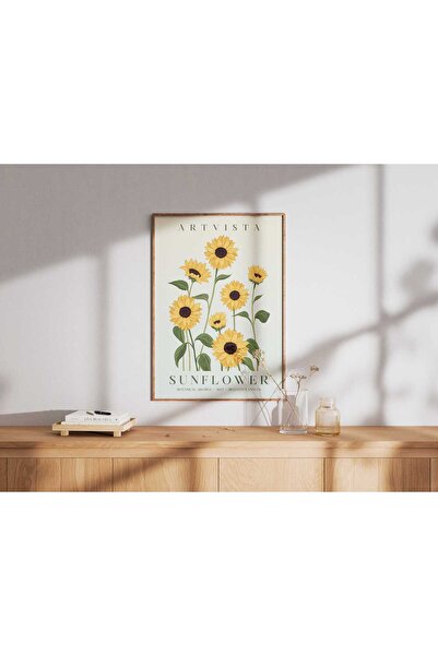 ArtVista Poster Sunflower Poster – Ay Çiçeği Poster, Ahşap & Lamine Çerçeveli...