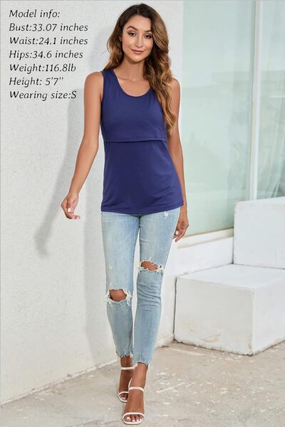 OEM Nursing top, set of 3, elastic, sleeveless, blue/gray/white with stripes, size L