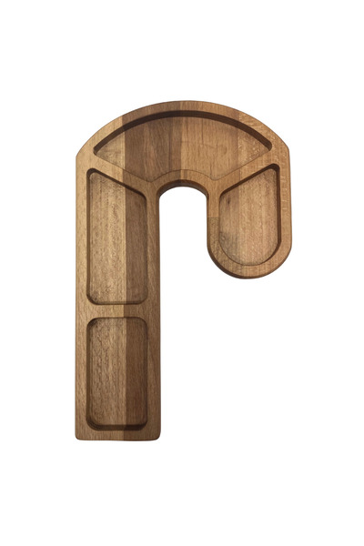 GOLDENWOODEN Christmas Presentation Plate Christmas Candy Cane Natural Wooden Cookie Plate (Beech / Hornbeam)(1 Piece)