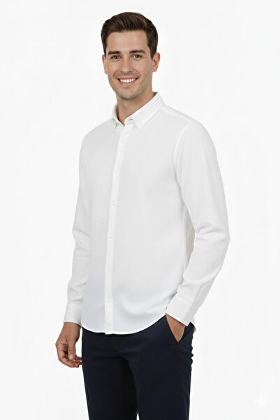 ADVANTE Cămașă sport pentru bărbați slim fit cu mânecă lungă Honeycomb material reiat BGL-ST04824