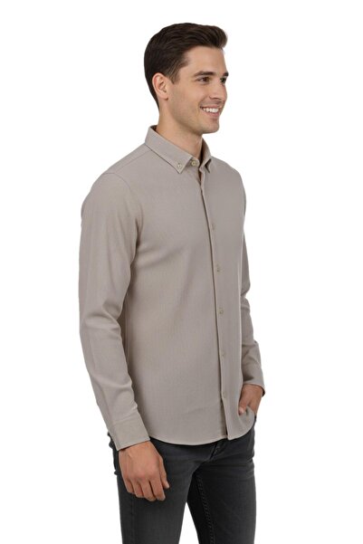 ADVANTE Cămașă sport pentru bărbați slim fit cu mânecă lungă Honeycomb material reiat BGL-ST04824