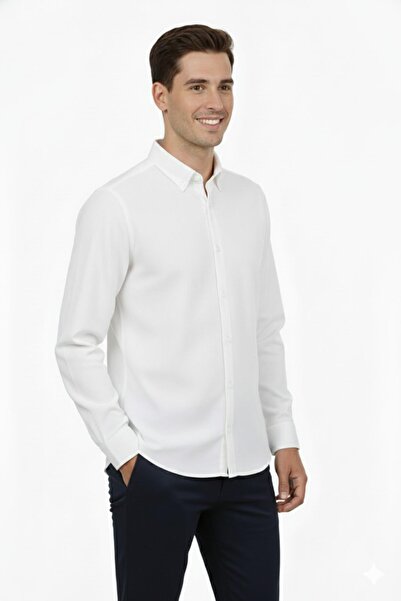 ADVANTE Cămașă sport pentru bărbați slim fit cu mânecă lungă Honeycomb material reiat BGL-ST04824